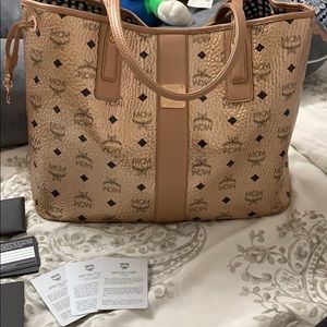 MCM reversible rose gold tote